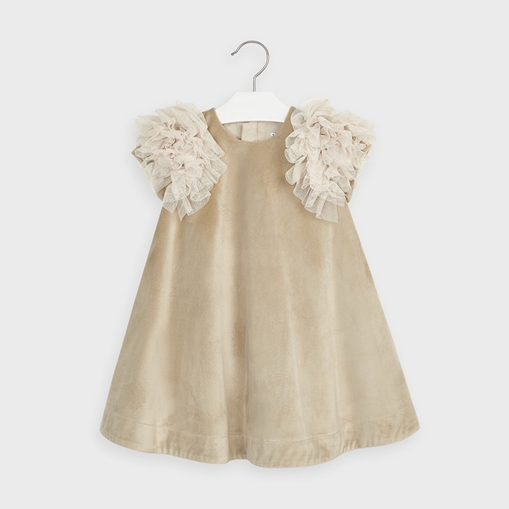 NWT Mayoral Beige Velvet Party Dress, sz 5